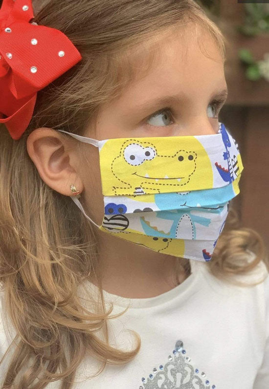 Unisex Kids Face Mask - Yellow Dino