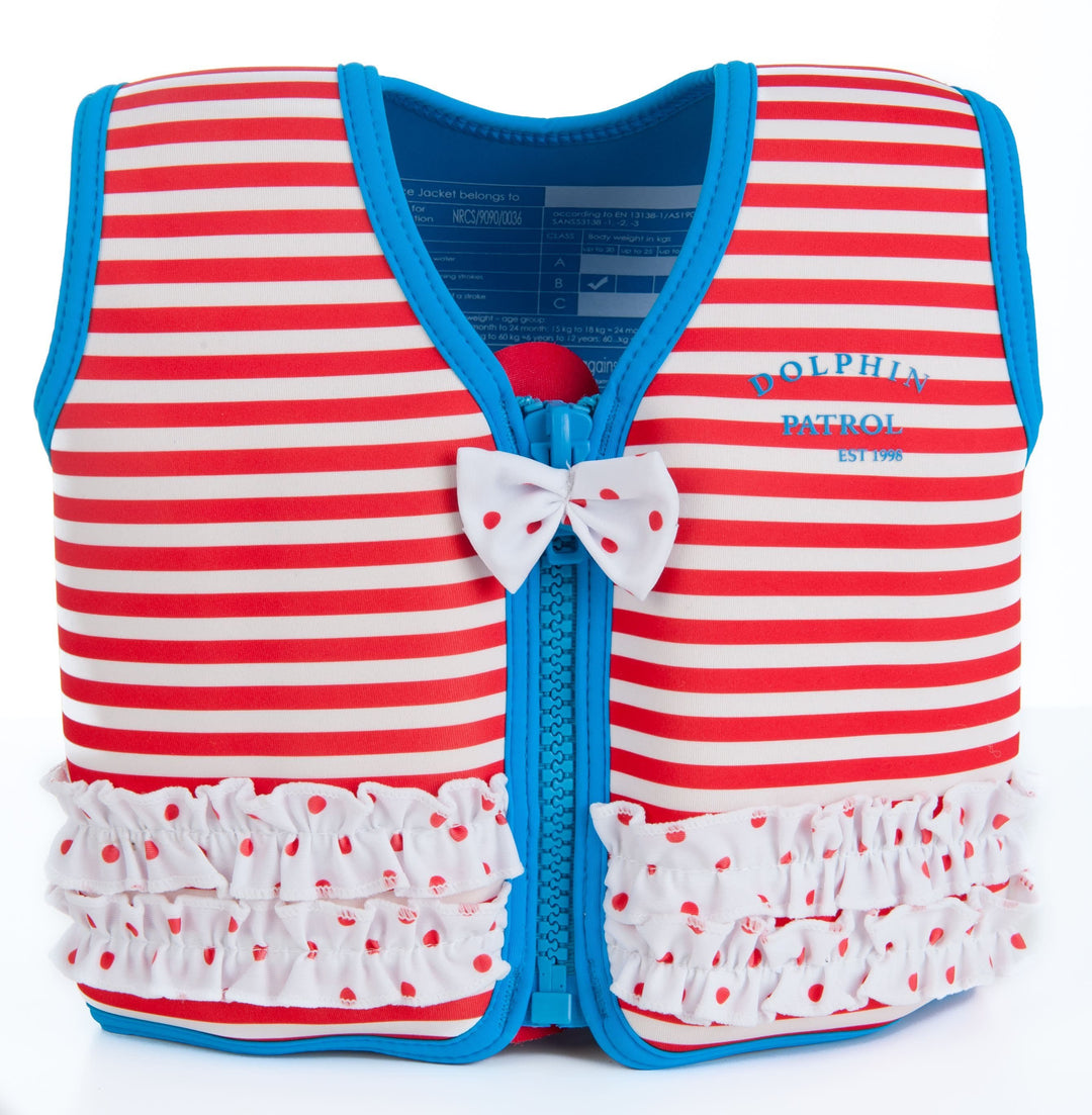 Konfidence Swim Jacket - Martha's Red Stripe & Frills - KeepEmQuiet