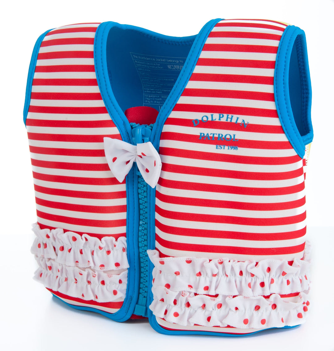 Konfidence Swim Jacket - Martha's Red Stripe & Frills - KeepEmQuiet